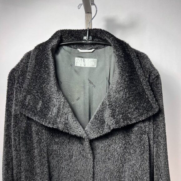 MAX MARA Teddy Bear Coat in Black Alpaca and Virgin wool 16 Made in Italy - Picture 2 of 10